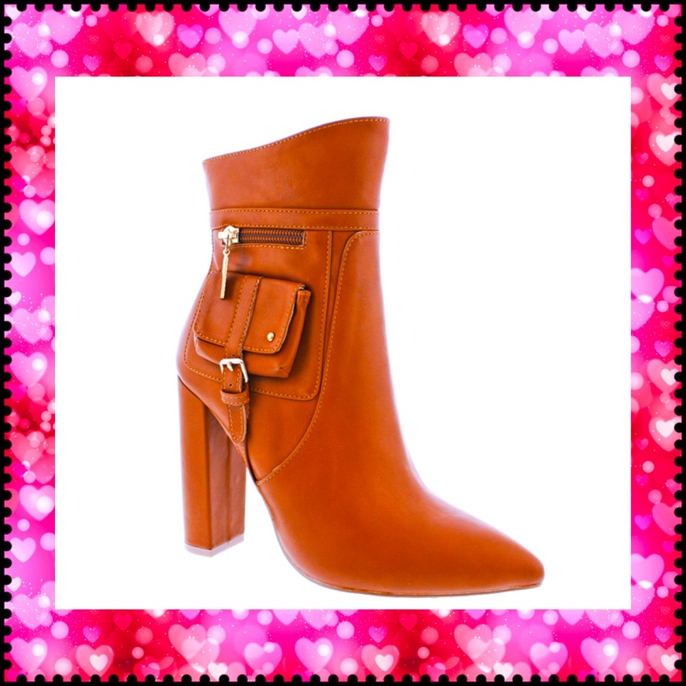 Liliana zipper pocket heel bootie
